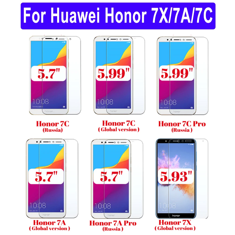 Защитное стекло Honer 7x для Huawei Honor 7a 7c Pro защита экрана 7 X C A X7 C7 A7 закаленное на Honor7x