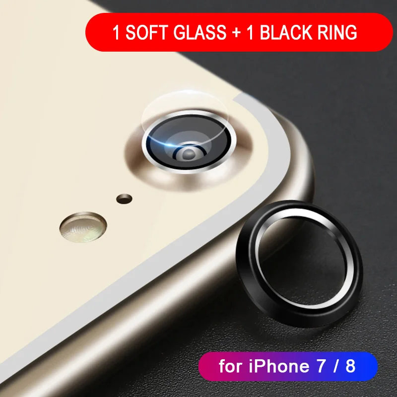 Black for iPhone 7 8 Защита объектива камеры для iPhone XS Max XR X S R 10 закаленное стекло на iPhone7 7 8 Plus X R задняя пленка для объектива+ Защитная бампер кольцо - Цвет: Black for iPhone 7 8