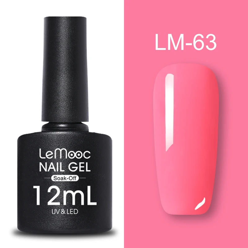 LM-63 LEMOOC, 12 мл, Цветной Гель-лак для ногтей, блестки, блестки, полуперманентный замачиваемый лак, УФ-гель, сделай сам, Гель-лак для ногтей - Цвет: LM-63