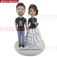 football fans wedding personalized wedding cake topper custom bobble head clay figurine based on customers photos wedding gift