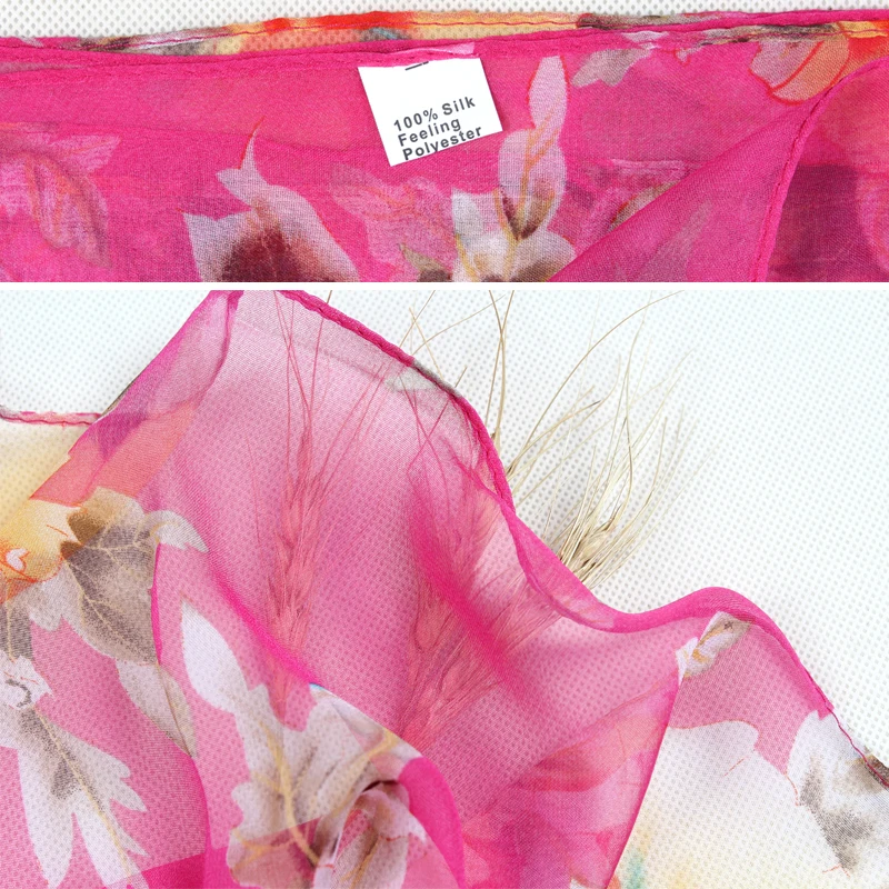 Шарф женский Шелковый из полиэстера с цветочным принтом FZ055 |