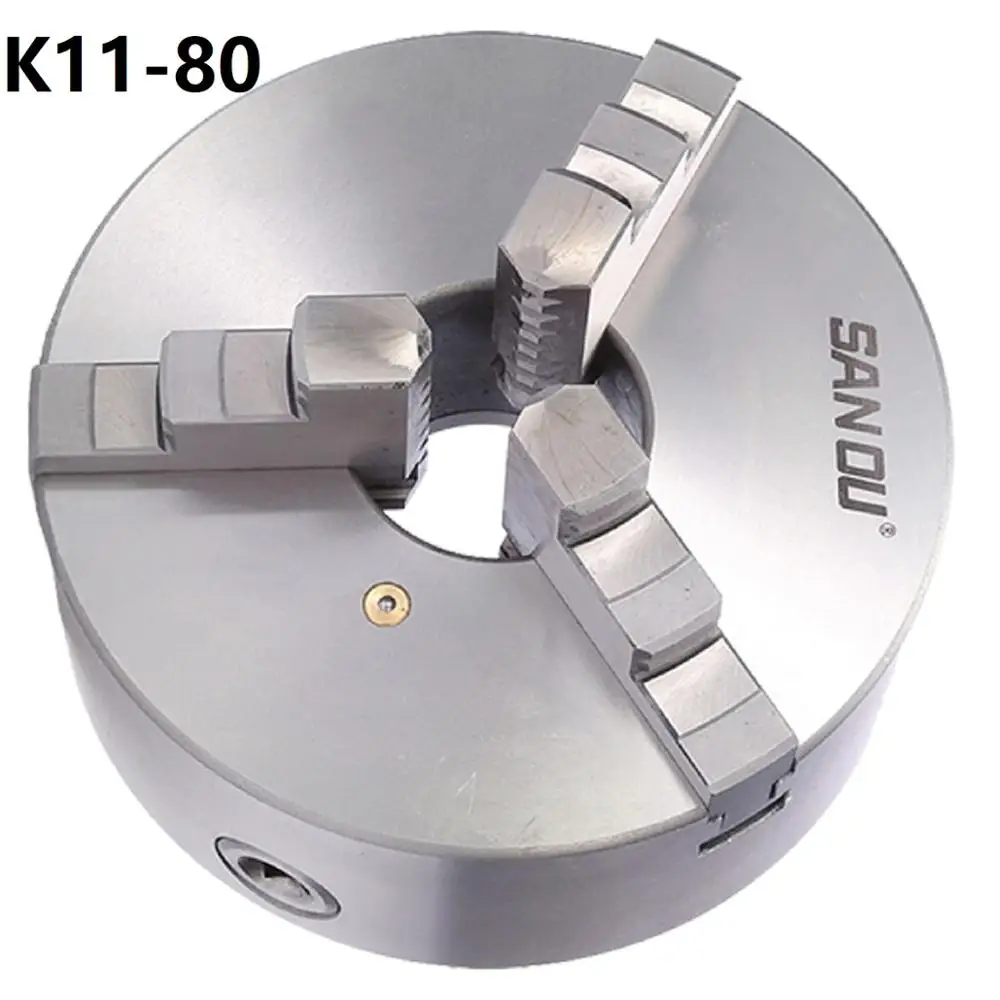 Sanou " 3 кулачковый токарный патрон K11-80 K11 80 80 мм ручной патрон самоцентрирующийся токарный станок части diy металлический токарный станок аксессуары