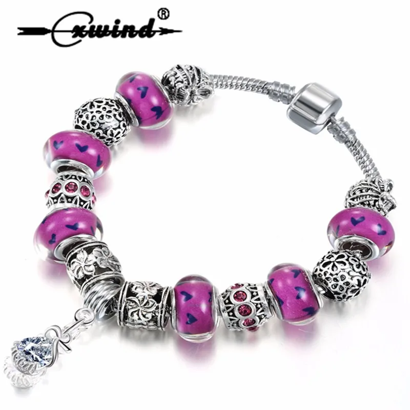 Cxwind модные ювелирные изделия цветок Шарм Браслеты для женщин Античный Розовый