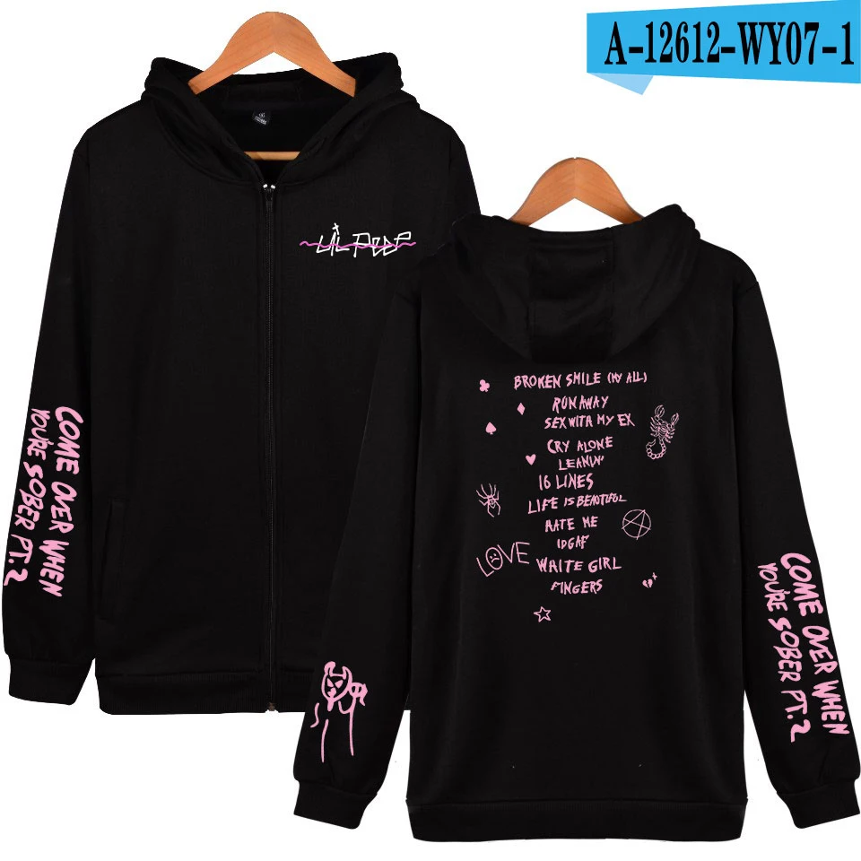 Lil peep harajuku Kpop толстовки на молнии Толстовка женская мужская уличная куртка одежда оверсайз хип-хоп Bangtan Одежда для мальчиков - Цвет: black