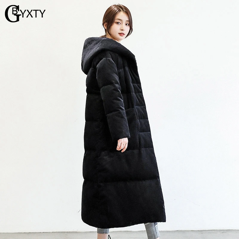 GBYXTY, длинный пуховик, chaqueta pluma mujer,, зимний женский, толстый, с капюшоном, большой размер, пуховик и пальто, пальто, ZA953