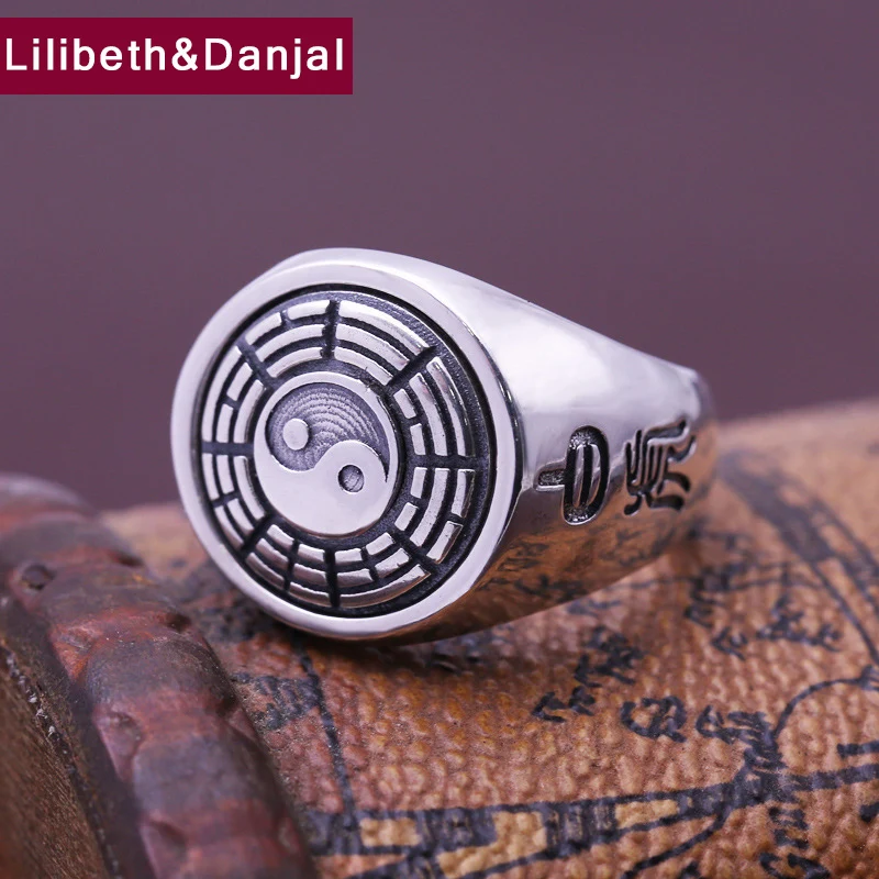 В этническом стиле Тай Чи Для мужчин женщин 100% реальные 925 пробы Серебряные