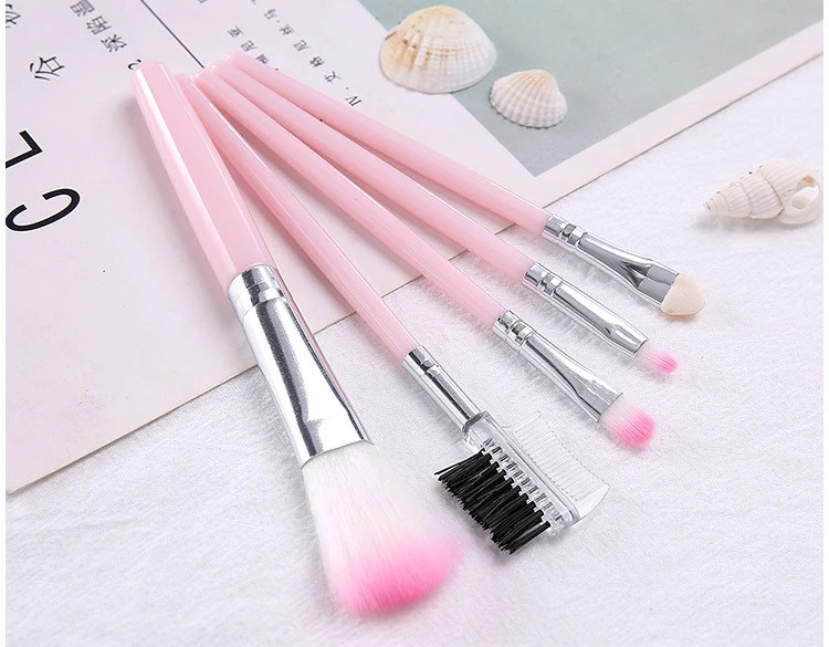 Женские кисти для макияжа 5шт высокого качества для нанесения пудры, теней, туши, румян. Набор для начинающих. Горячая распродажа. Косметический инструмент.