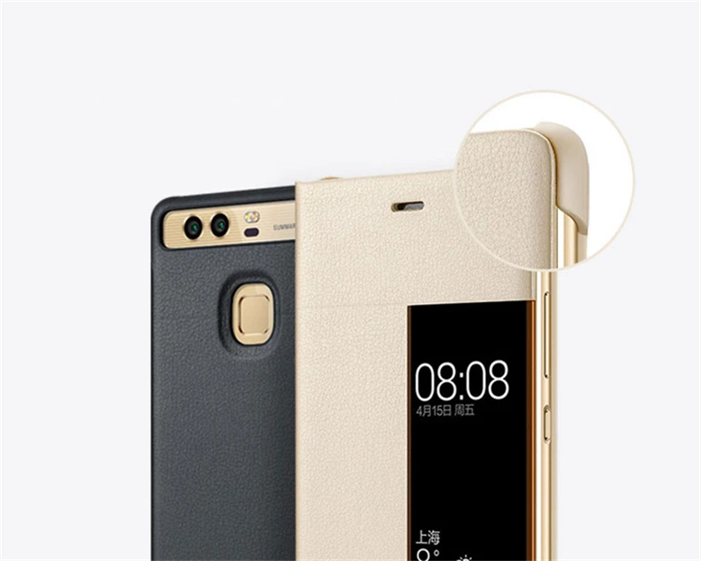 Роскошный чехол-книжка с окошком из искусственной кожи для huawei P9 P9 Plus, Ультратонкий чехол