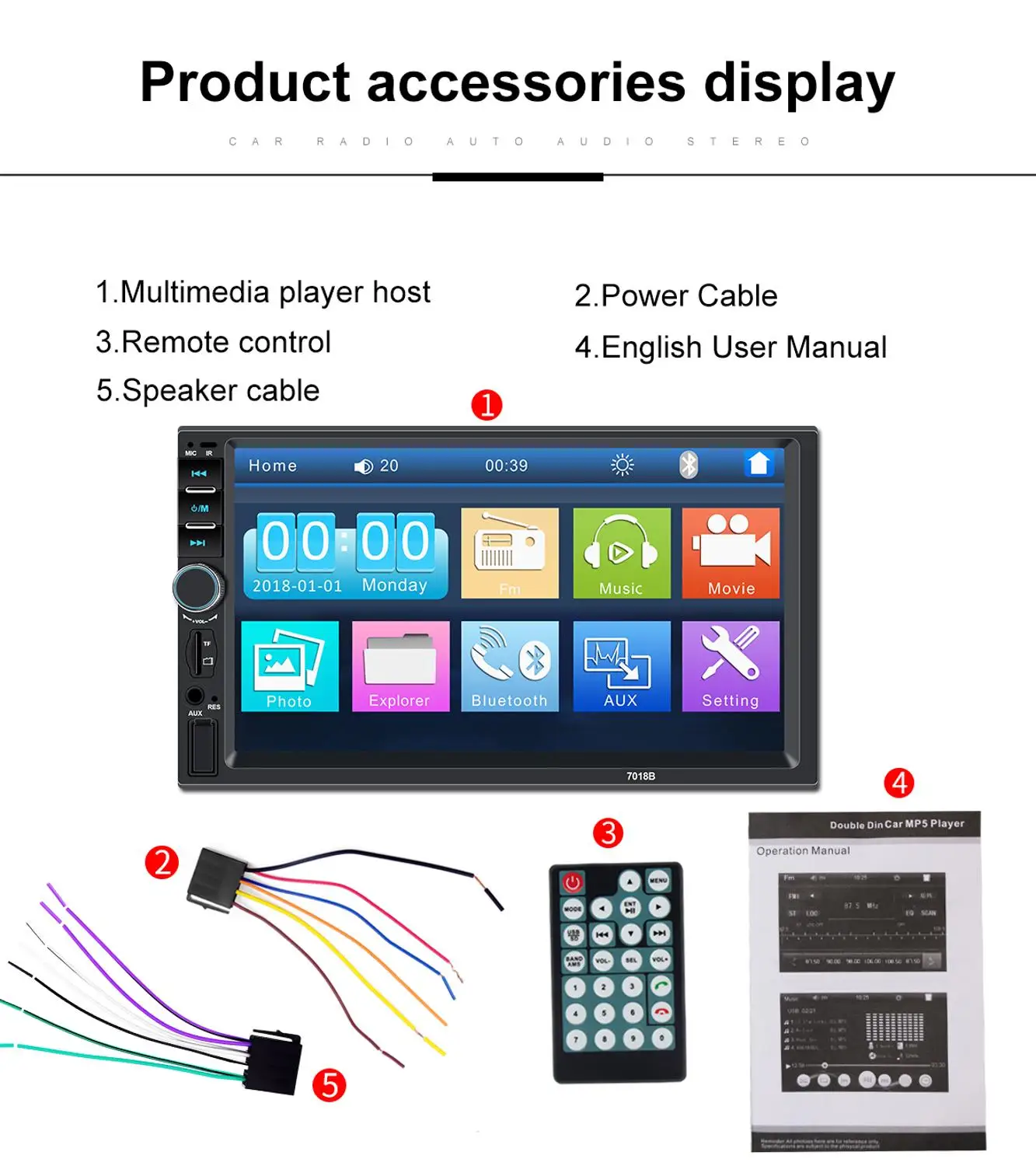 Автомагнитола с сенсорным экраном HD 7 &quot 2 Din Bluetooth Usb камера заднего вида Mp5