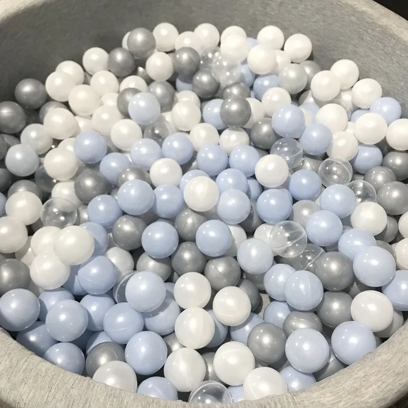 silver blue white Серебряный, Золотой, экологичный, красочный мяч, мягкий, пластиковый, Океанский шар, забавный, детский, детский, для плавания, яма, игрушка, водный бассейн, океан, 60 мм - Цвет: silver blue white