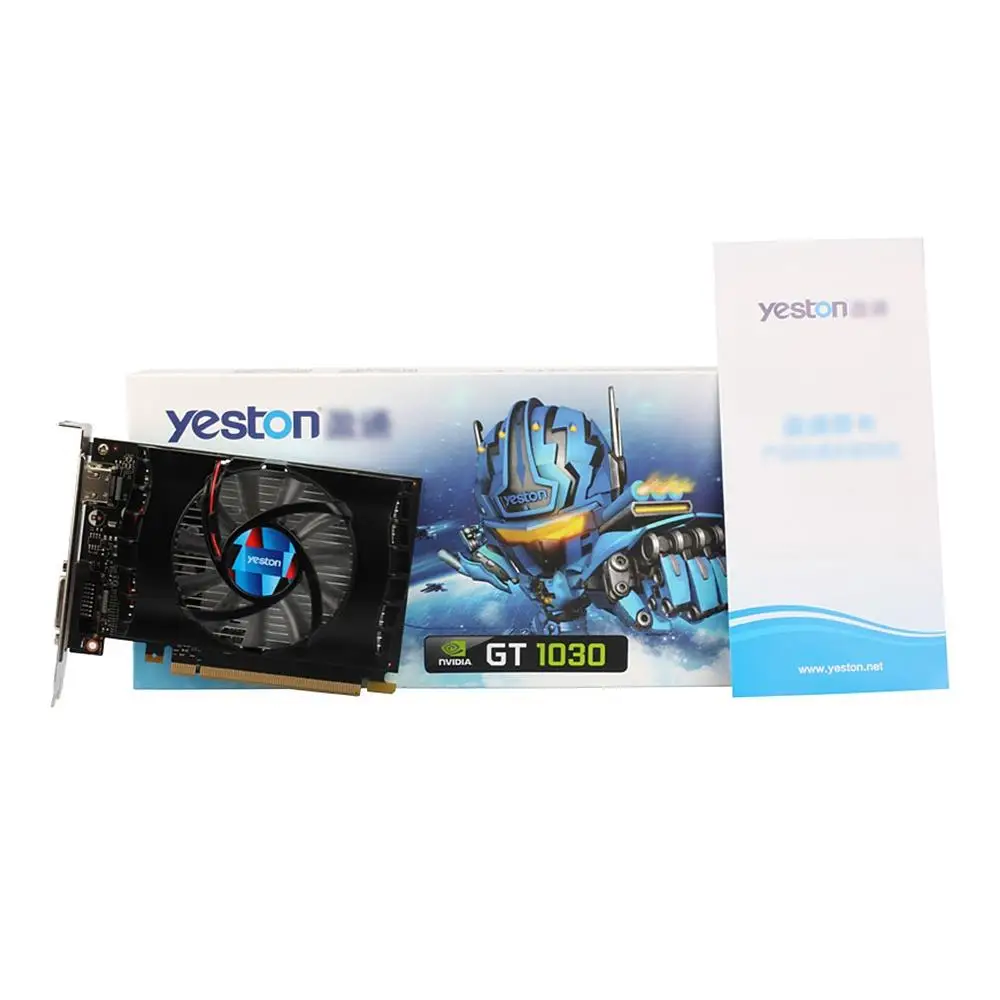 Yeston GT 1030 Geforce игровая видеокарта вентилятор GPU 2G GDDR5 64 бит 4K видеокарты HDMI DVI 384 SP PCI E