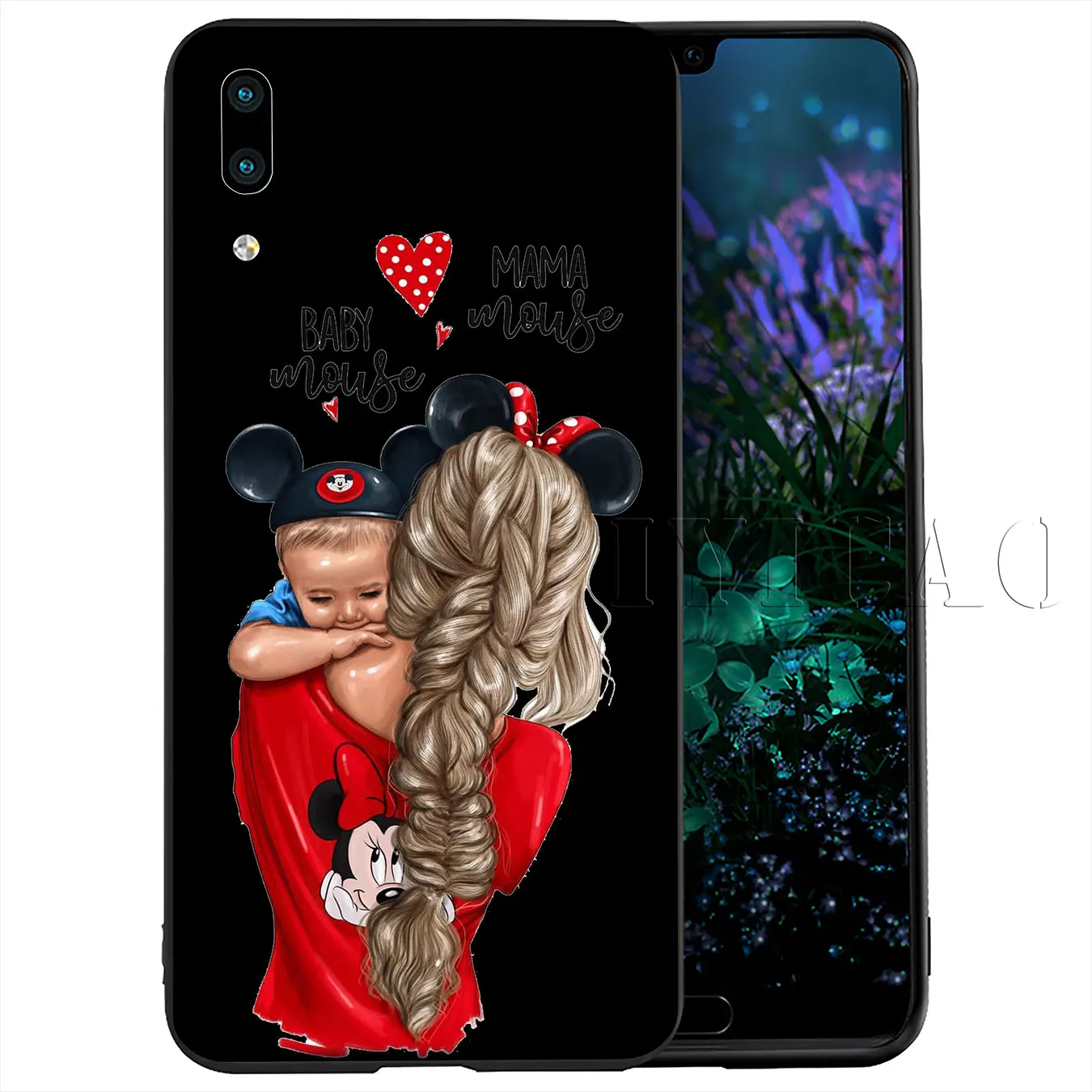 IYICAO Black Brown Hair Baby Mom Girl Queen Soft Case for Huawei Y9 Y7 Y6 Prime 2019 Honor 20 8C 8X 8 9 9X 10 Lite 7C 7X 7A Pro |