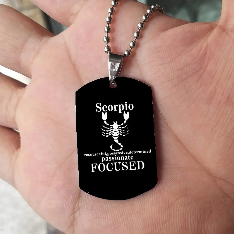 Scorpio Suteyi знаки ожерелья зодиака для мужчин/женщин лучший друг собака метки подарок на день рождения 12 созвездий ожерелье кулон ювелирные изделия - Окраска металла: Scorpio
