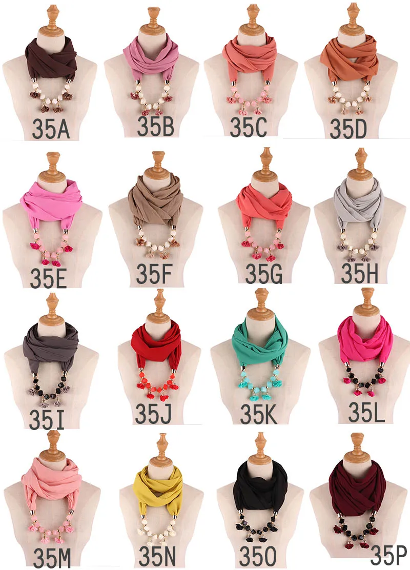 Mixed 48 Design Pendant Scarf Jewelry Women Necklace Fashion Style Beads Tassel Soft Free Shipping |