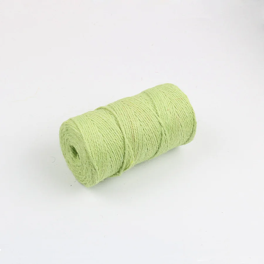 light green 100 м/рулон 2 мм пеньковая пряжа плетеная веревка джутовая нить Мешковина вечерние упаковка для свадебного подарка шнуры цветные Zakka Скрапбукинг - Цвет: light green