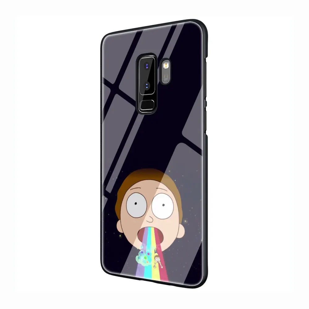 G8 Рик и Морти забавные закаленное Стекло TPU черный чехол для Galaxy S7 край S8 S9 плюс S10 Note 8, 9, 10, A10 20 30 40 50 60 70 - Цвет: G8