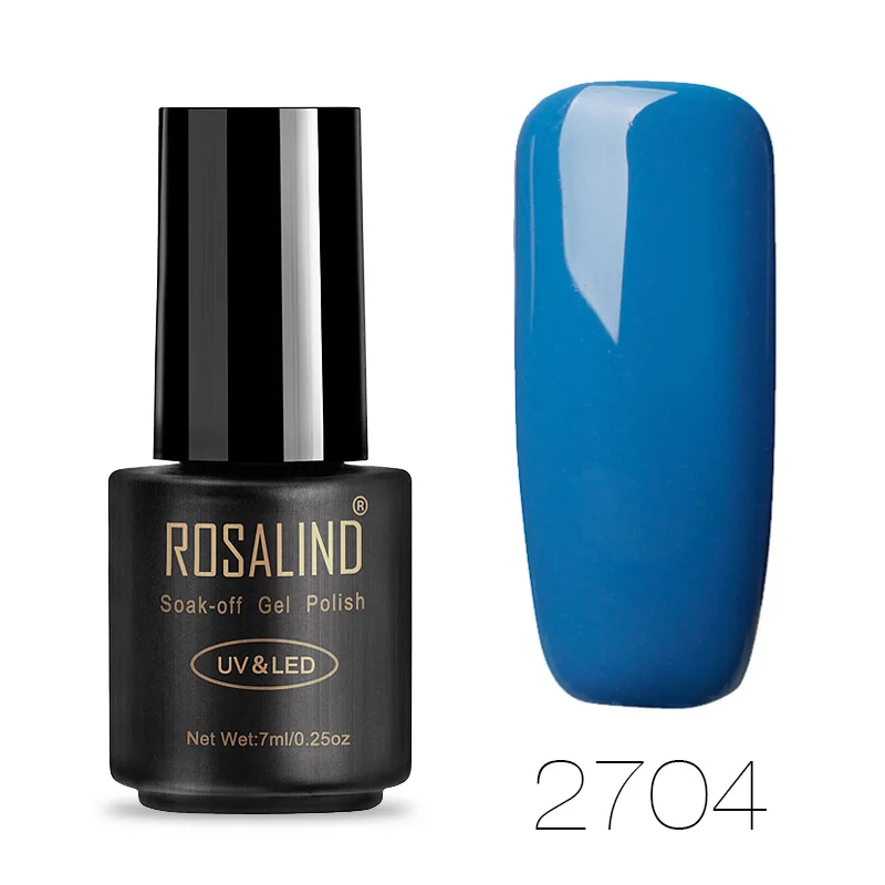 ROSALIND, 7 мл, лак для ногтей, телесный, серый, красный, чистый цвет, гель-лаки для нейл-арта, полуперманентный, УФ, замачиваемый, гель, маникюрный лак - Цвет: 2704