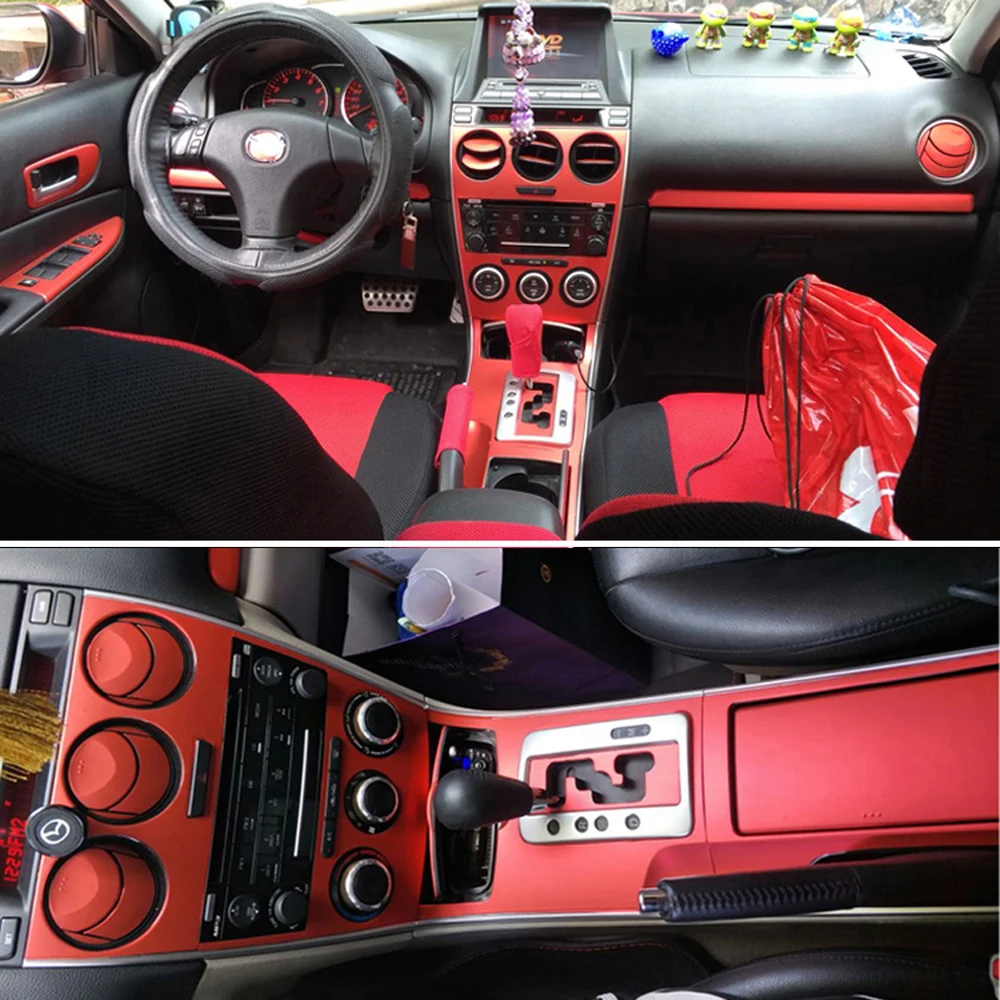Для Mazda 6 2003- внутренняя Центральная панель управления дверная ручка 5D наклейки из углеродного волокна наклейки аксессуары для стайлинга автомобилей