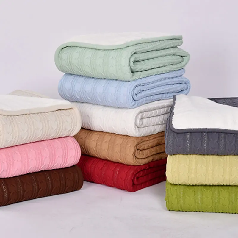 New arrival cotton fashion high quality knitted blanket with soft wool for sofa/bed/home beige/red/green/brown/gray color