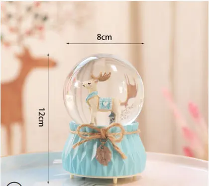 Small Elk 8-10 см карусель единороги снежные шары стеклянная музыкальная шкатулка домашнее настольное украшение Свадьба День рождения Рождество год подарки - Цвет: Small Elk