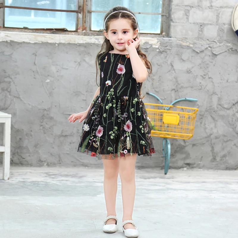 Summer girls tutu dress baby kids party children clothes fashion 3d floral embroidery backless mesh 2 to 9 yrs | Детская одежда и