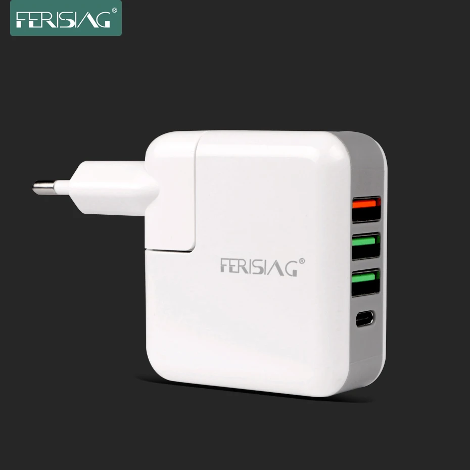 Зарядное устройство FERISING 60 Вт с разъемом USB Type C настенное зарядное QC3.0 QC4.0 питания