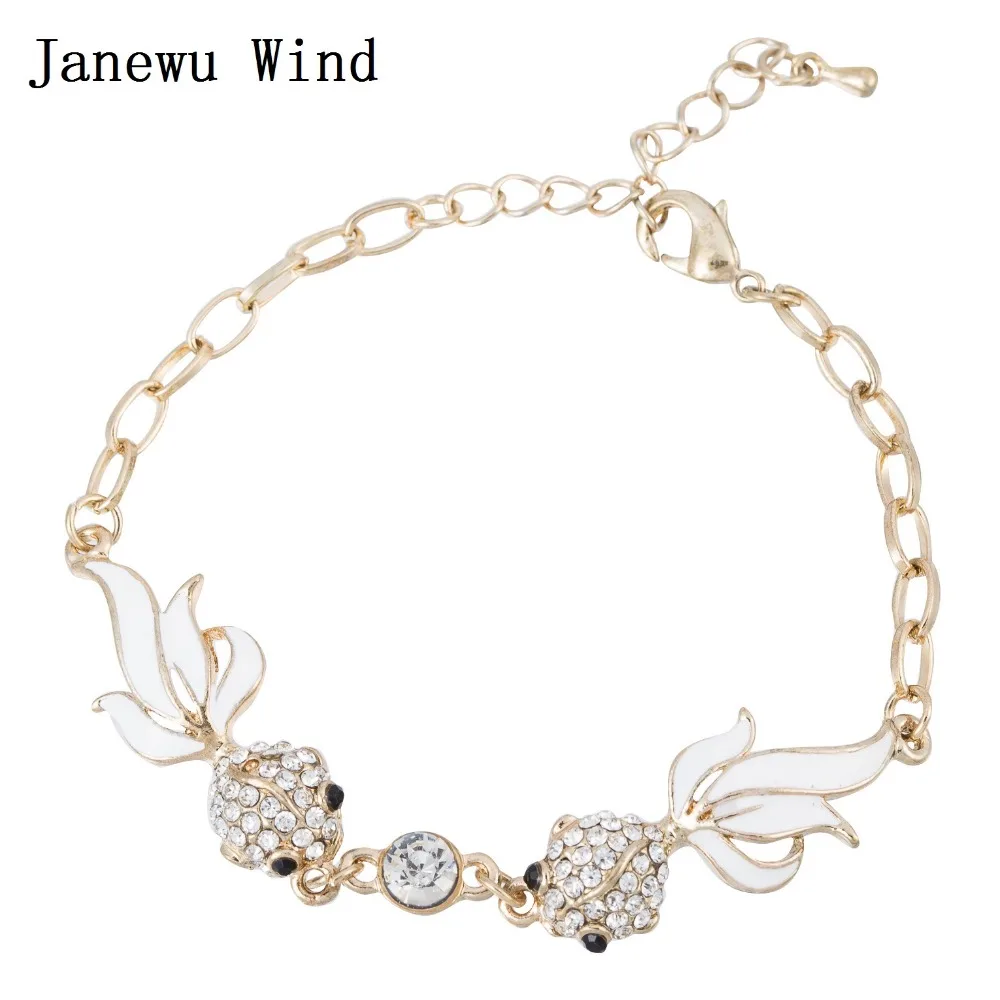 Janewu ветер золотой цвет цепь горный хрусталь белая Золотая рыбка Шарм браслет