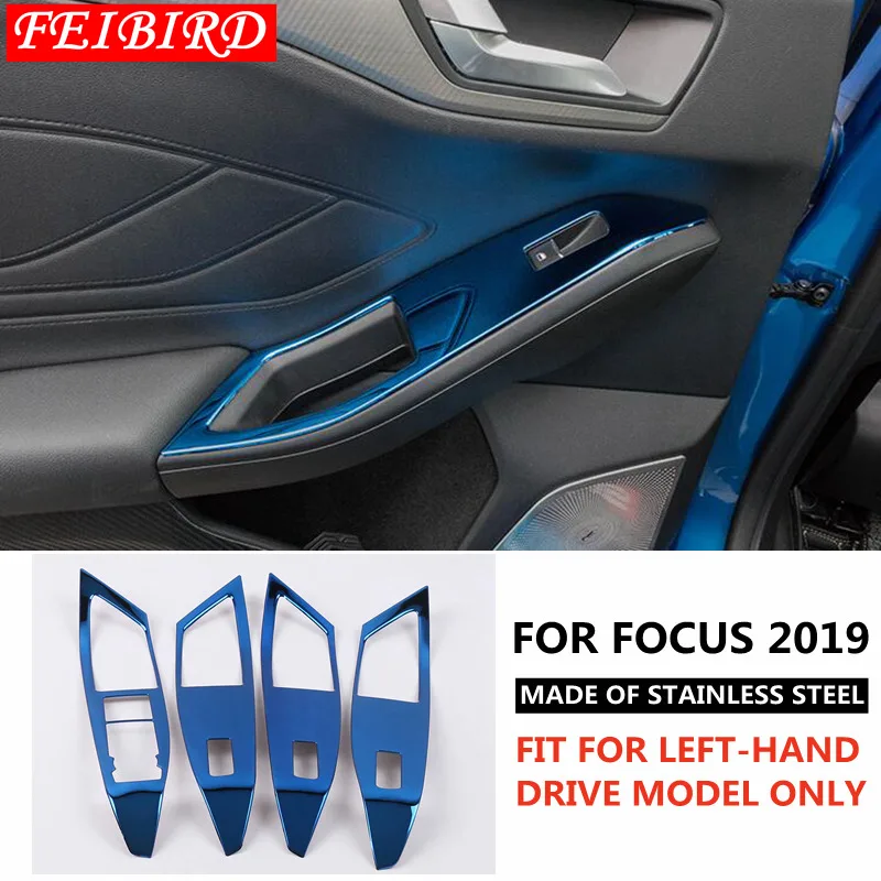 PART NO.2 Синий титановый стиль молдинги для Ford Focus подлокотник на внутреннюю сторону двери Кнопка Подъема Окна крышка отделка - Название цвета: PART NO.2