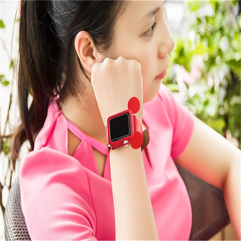 Soft Silicone Cove bumper For Apple Watch 7 6 5 4 41mm 45mm 44/40mm Cute Minnie Protective Case for iWatch 3 38/42mm Accessories