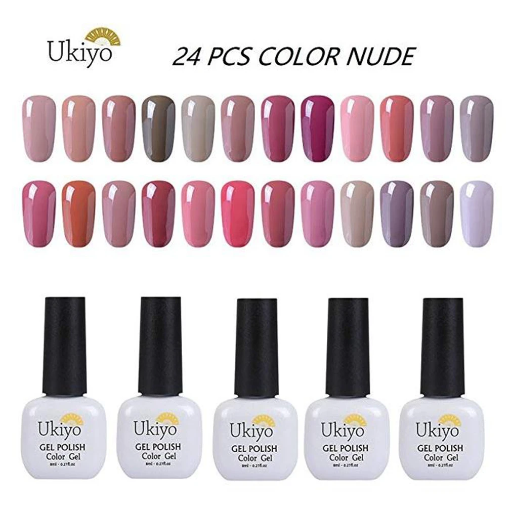 24 pcs Ukiyo 24 шт./лот, 8 мл, все цвета телесного цвета, Гель-лак для ногтей, Гибридный Гель-лак, впитывающий УФ-гель для ногтей, маникюрный лак для ногтей - Цвет: 24 pcs