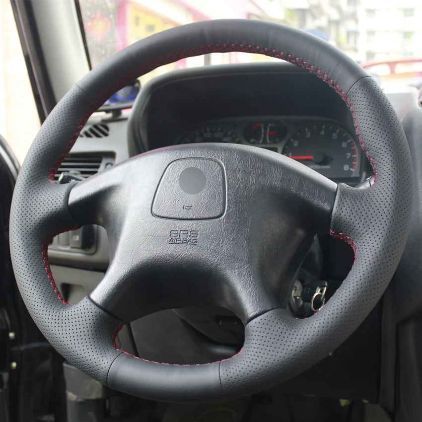 Черная кожаная мужская прошитая вручную чехол рулевого колеса автомобиля для