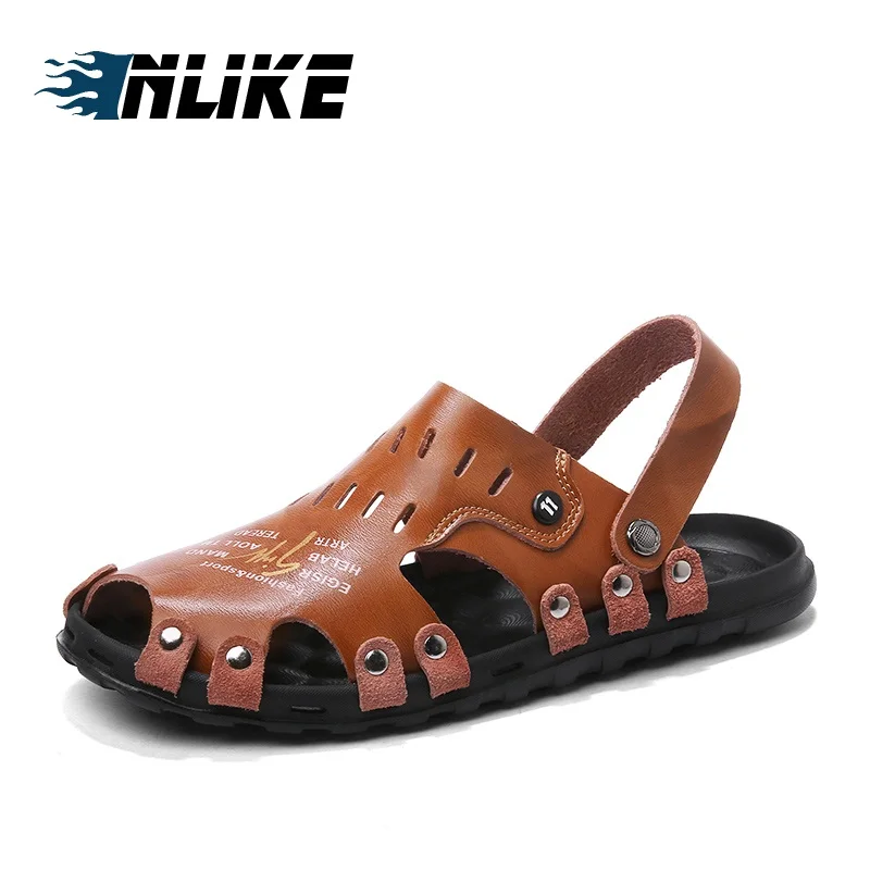 

New Men Sandals High Quality Men Genuine Leather Sandals Summer Beach Men Shoes