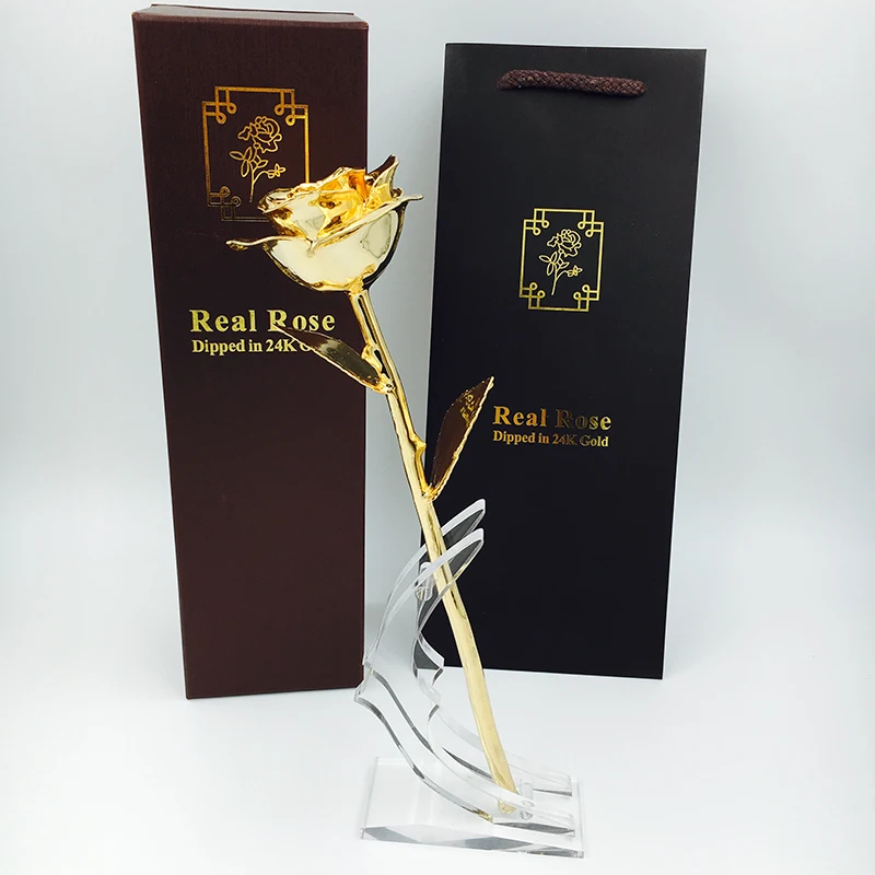 24K позолоченные натуральный консервированная роза с реальным цветкам внутри для
