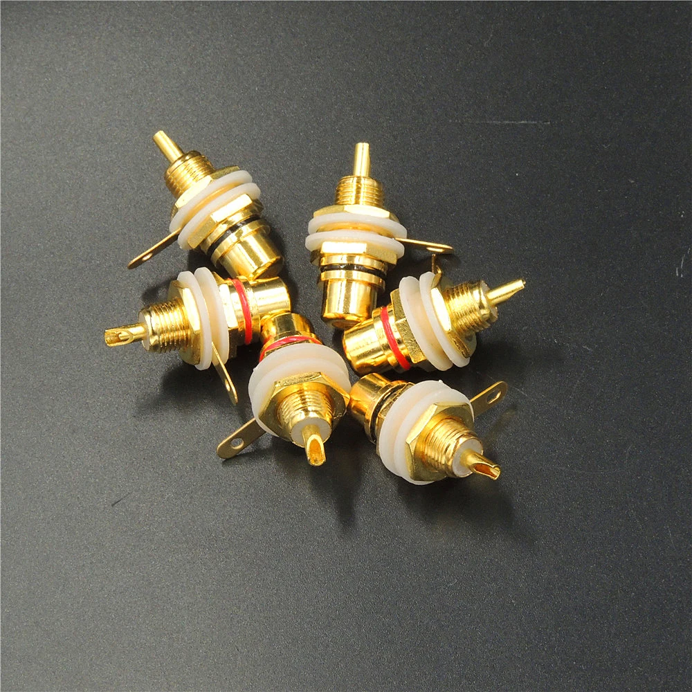 50 шт. Позолоченные разъемы RCA Female Jack для монтажа на панели шасси красный + черный