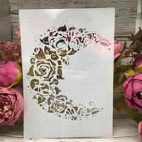 a4 29cm moon rose flower diy layering stencils wall painting scrapbook coloring embossing album decorative paper card template
