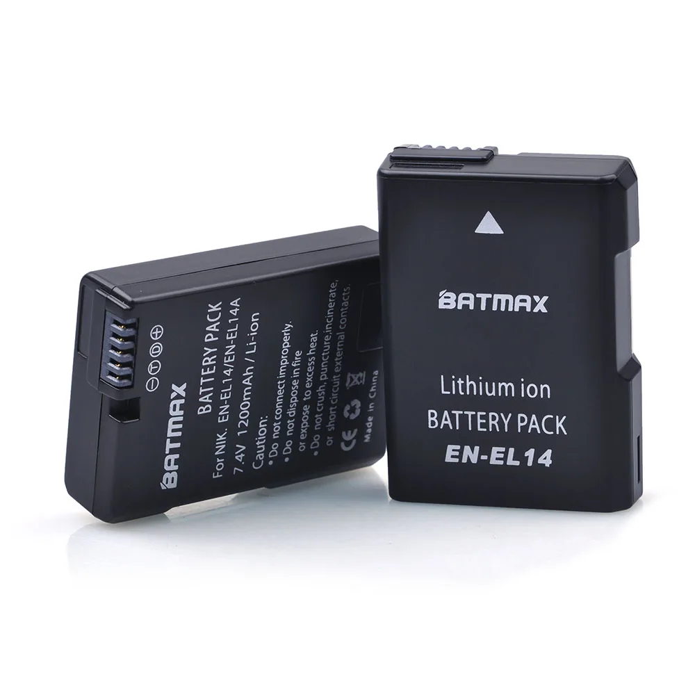 Batmax 2pc EN-EL14 EN EL14 Li-ion Battery+Dual USB Charger for Nikon P7800 P7700 P7100 P7000 D5500 D5200 D3300 D5600 D3400 | Электроника