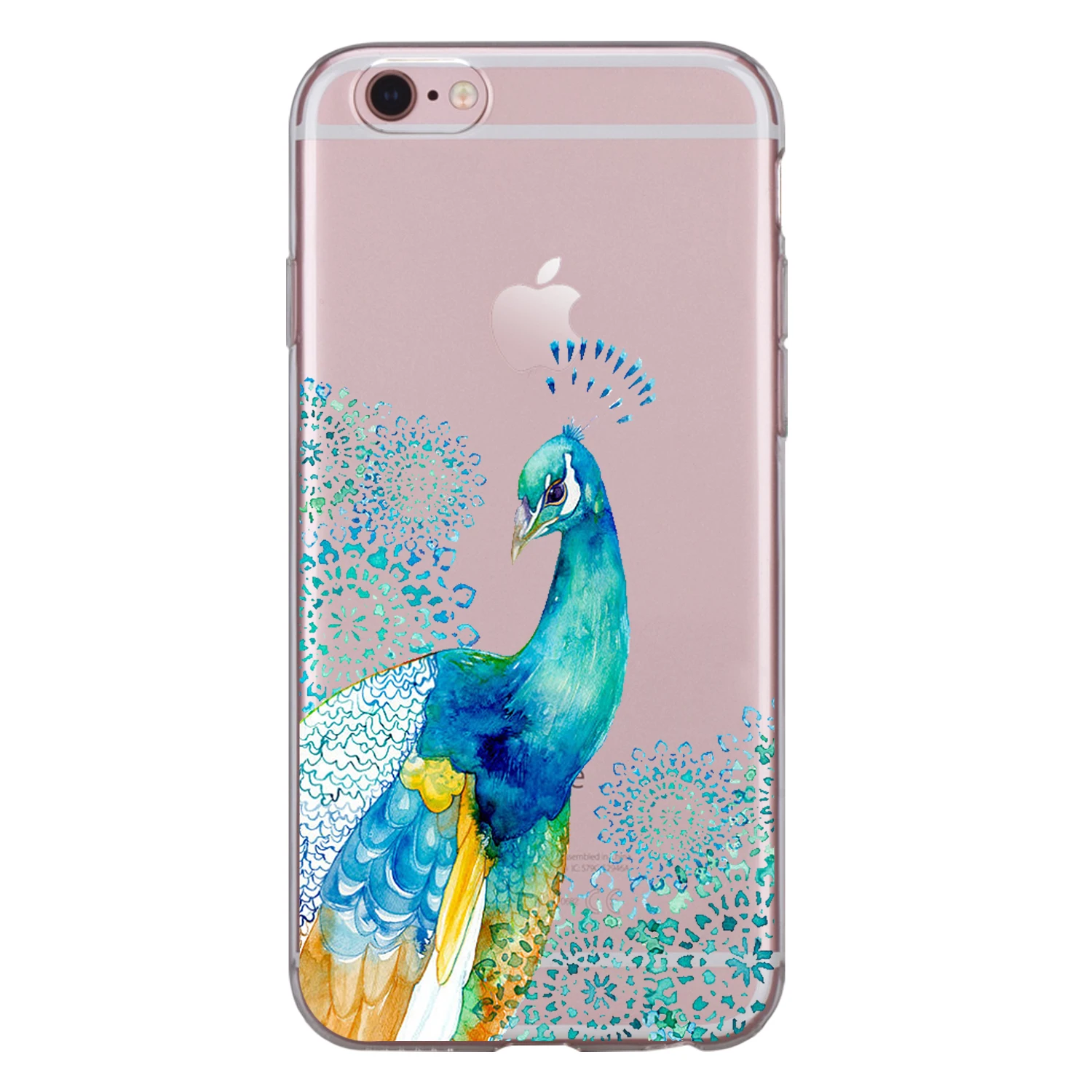 Чехол для iphone XS Max XR X 8 7 6 6S Plus 5 5S SE 5C 4S из мягкого ТПУ силикона милый цвет Павлин