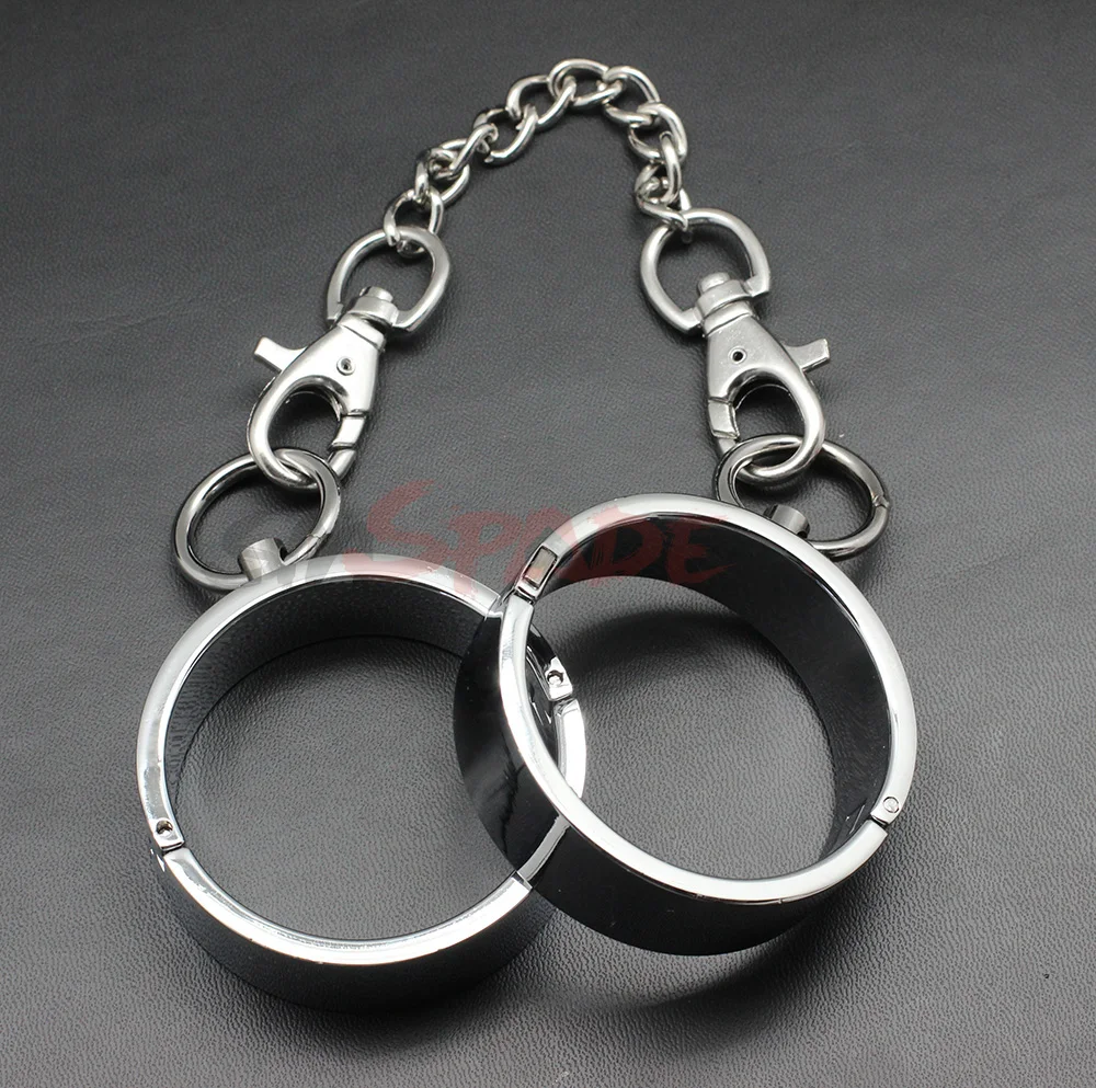 Наручники и манжеты на щиколотке с замком из серебристой нержавеющей стали