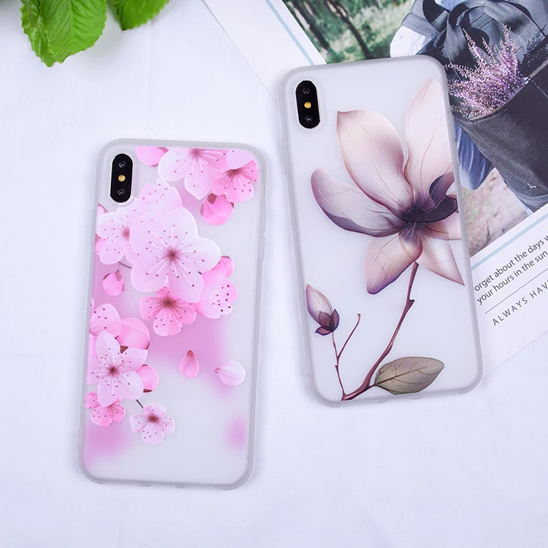 Подходящий чехол для iPhone XS милые цветные чехлы с рельефными цветами Max XR мягкие