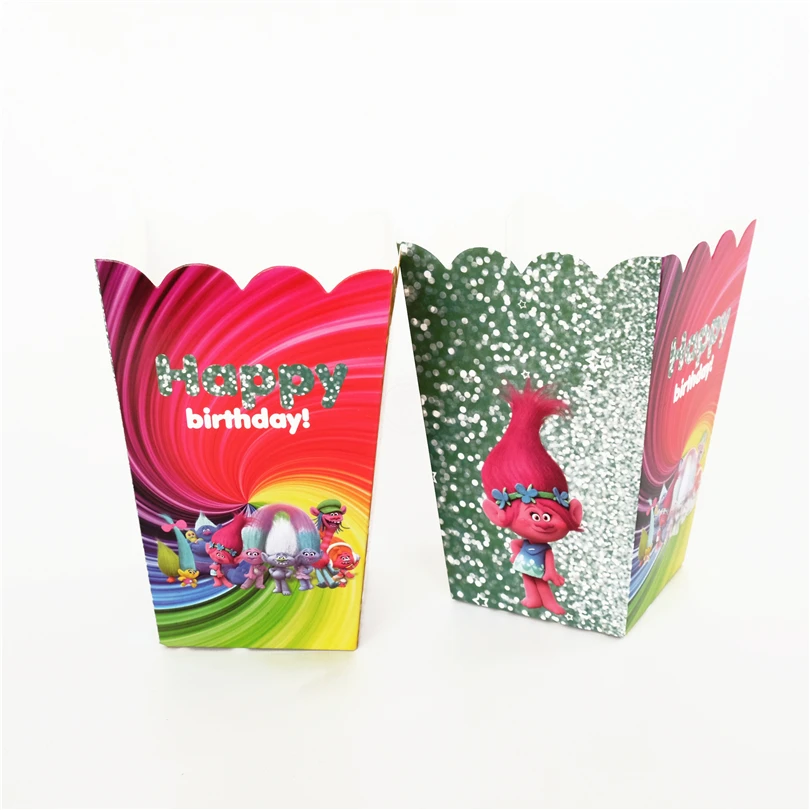 6 шт./лот коробка для попкорна с изображением троллей Поппи DJ Suki Guy Diamond Branch