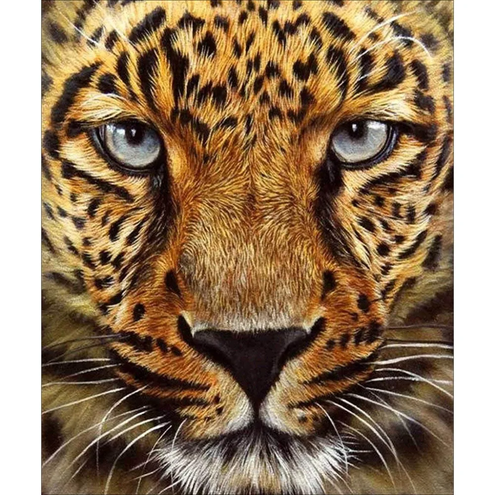 5D DIY Full Round Diamond Paintings Cross Stitch Animal Kits Aggressive Tigers Embroidery Art Rhinestones Decoration Home | Дом и сад