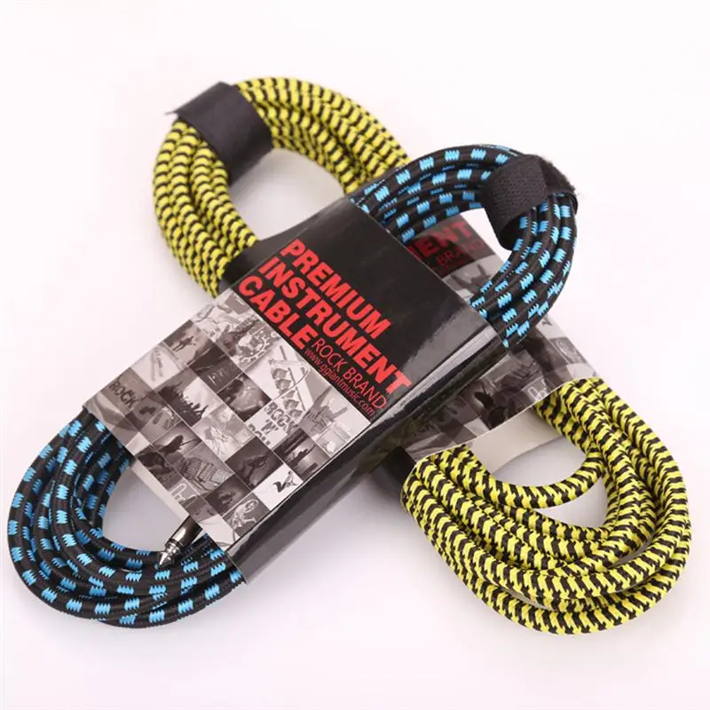 3m Electric Straight to Right Angle Guitar Cable Cord Connector Noiseless for Bass Insturments (Black Blue Braiding) | Спорт и