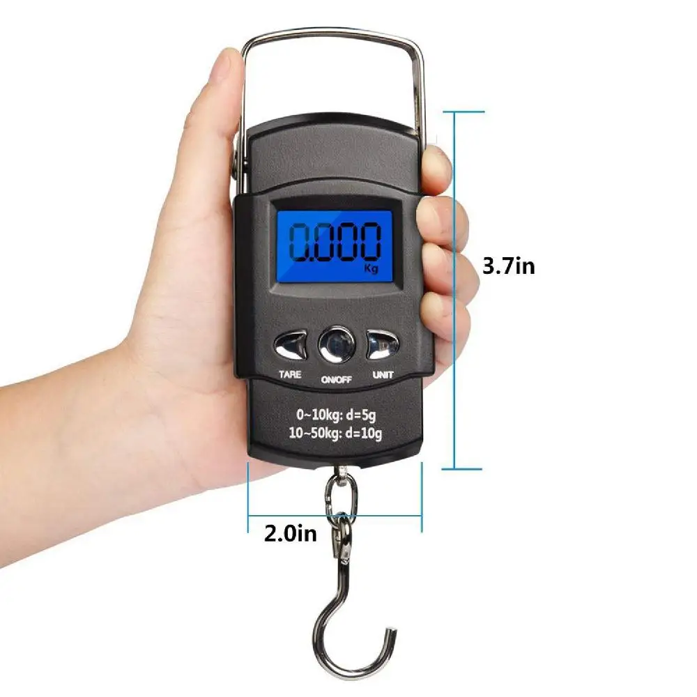 None LCD 110lb/50kg Portable fishing grip Electronic Scale with Tape Practical Fishing Tool tape measure home | Спорт и развлечения