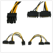 18AWG разъем провода 20 см для майнинга 1 в 2 папа 15Pin к 8Pin SATA кабель