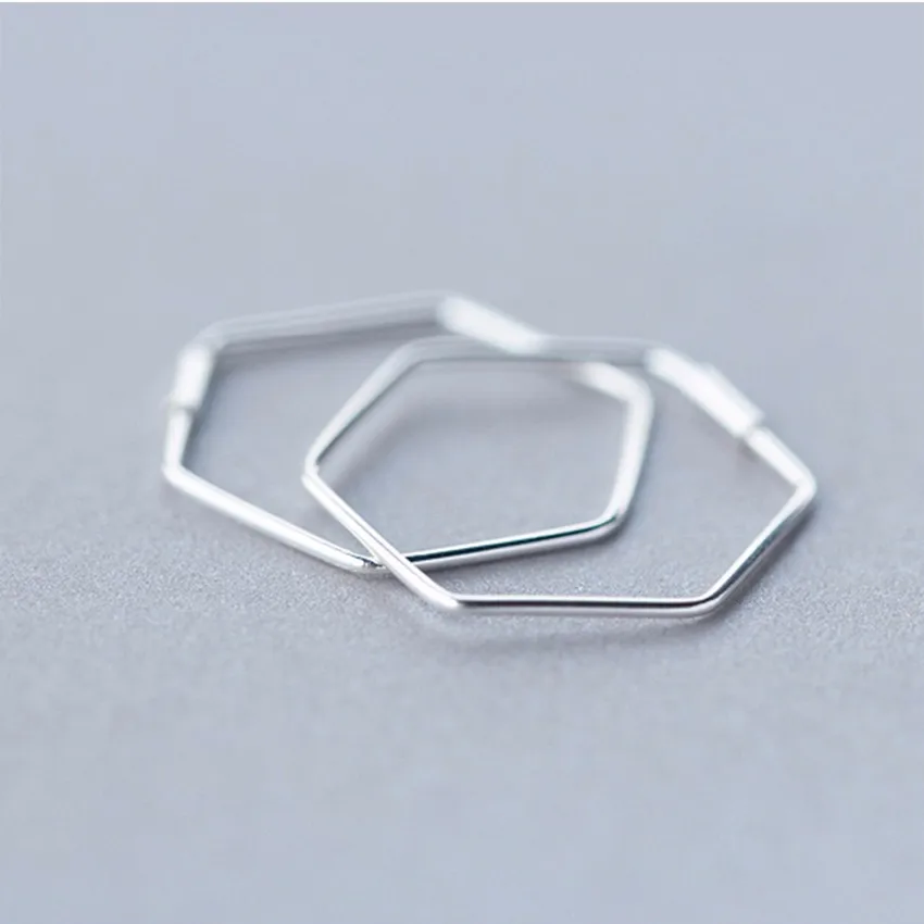 Cxwind Smooth Big Hexagonal Geometry Hoop Earrings For Women Hexagon Earring Brincos Ear Jewelry Girls Gift | Украшения и