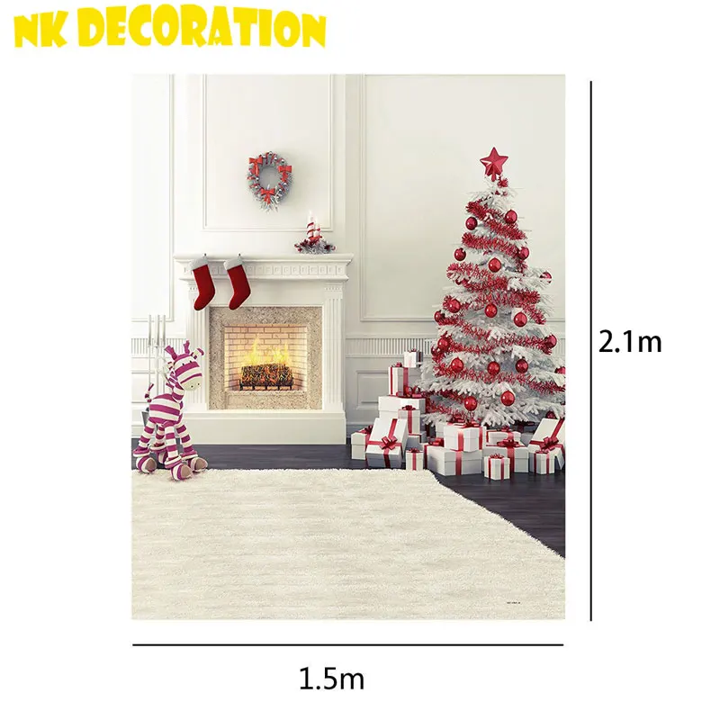 НК УКРАШЕНИЯ Фотографии Фоном Камин Рождественские Зимние Тема 5 * 7ft Фонов Дети