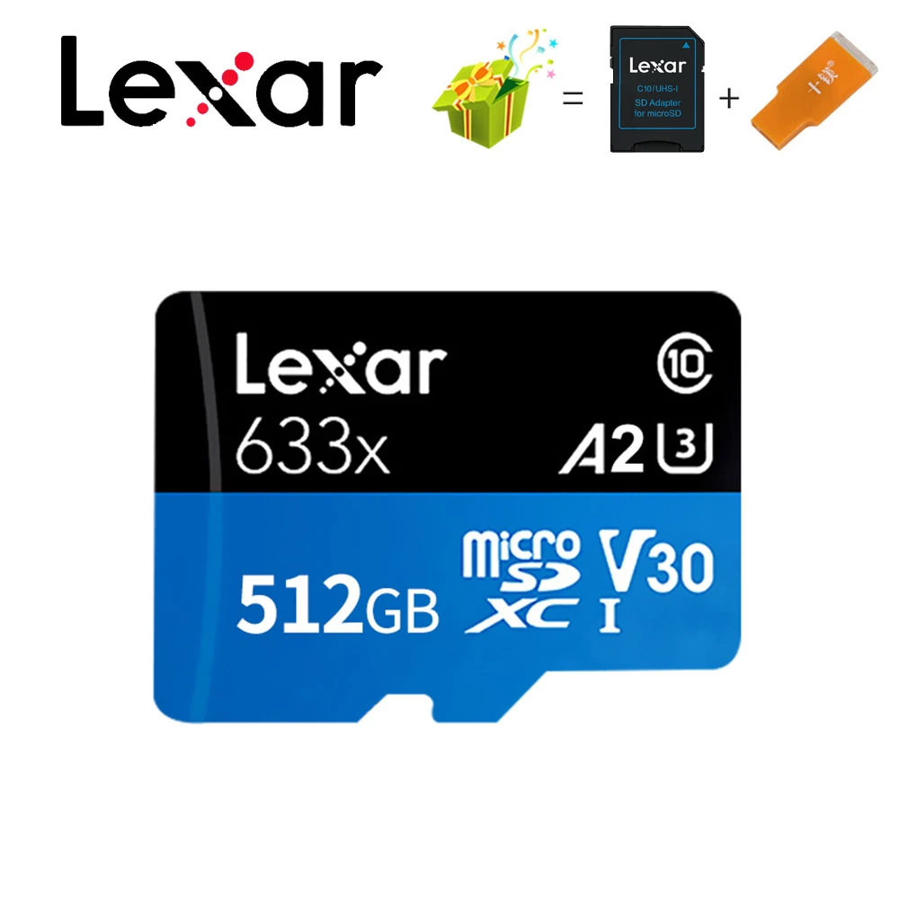 Карта памяти Lexar 512 ГБ 256 128 64 U3 98 МБ/с./с 32 карта Micro sd Class10 флеш Microsd TF/sd s класс 10