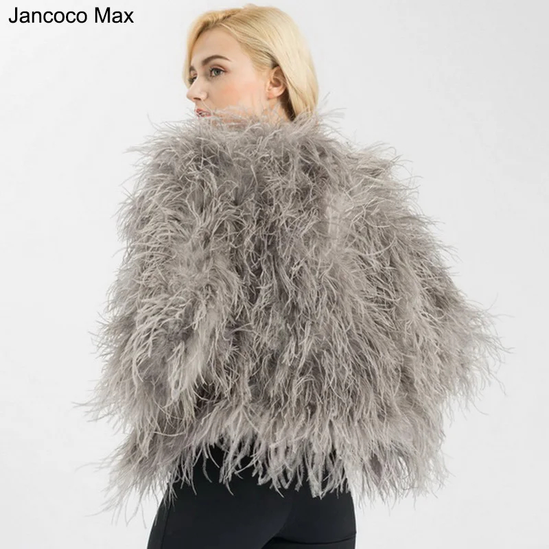 Jancoco Max дизайн настоящий страусиный мех куртка Женская мода зимнее пальто S1602