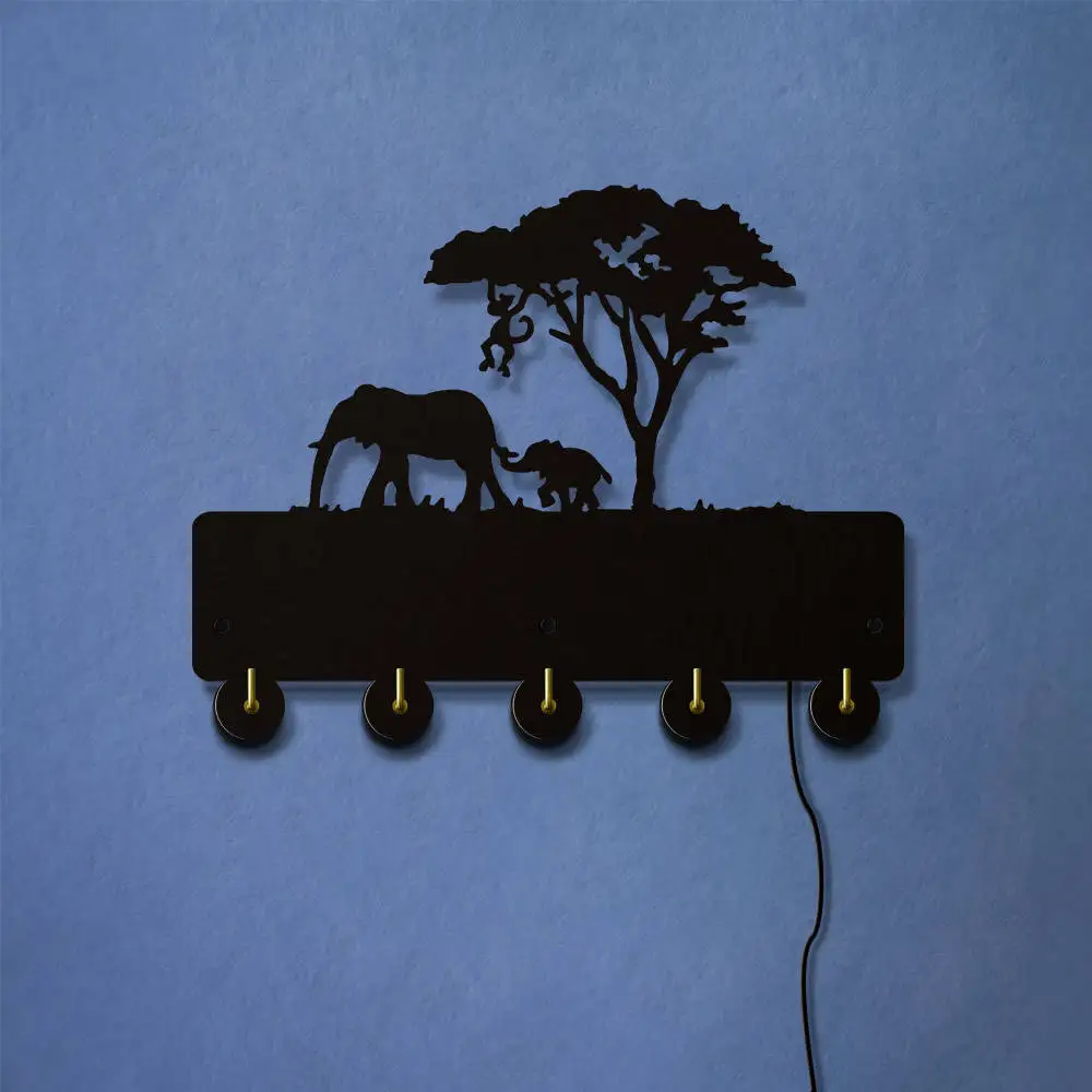 Слон семейное украшение для дома многоцветный светодиодный светящийся крюк