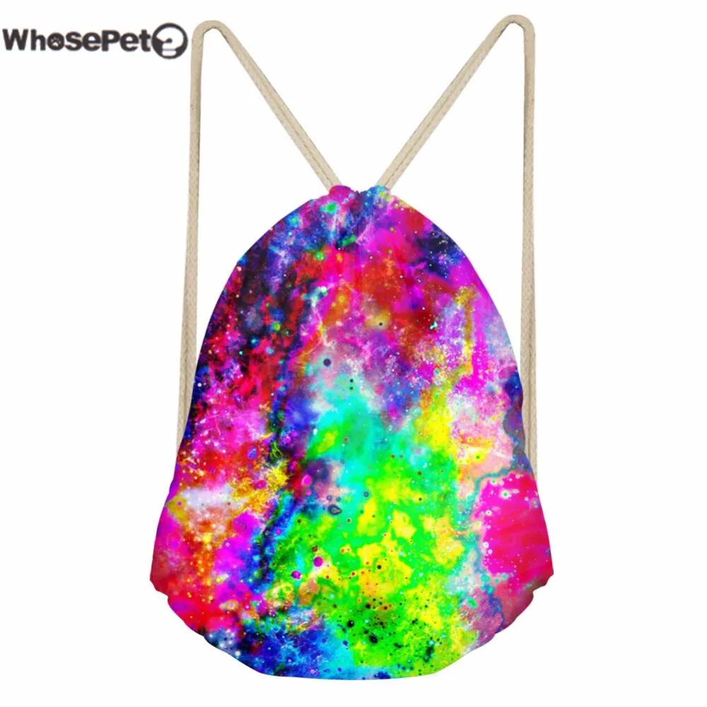 WhosePet Drawstring сумка маленькая для мужчин женщин школы рюкзаки Космическая